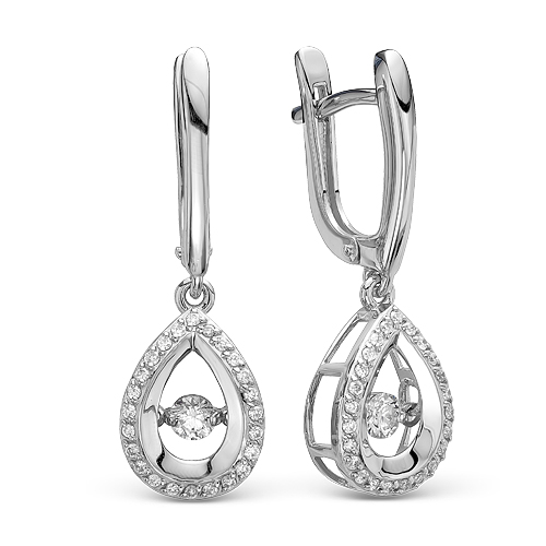 Серьги из белого золота с камнем Бриллиант, фото, цены