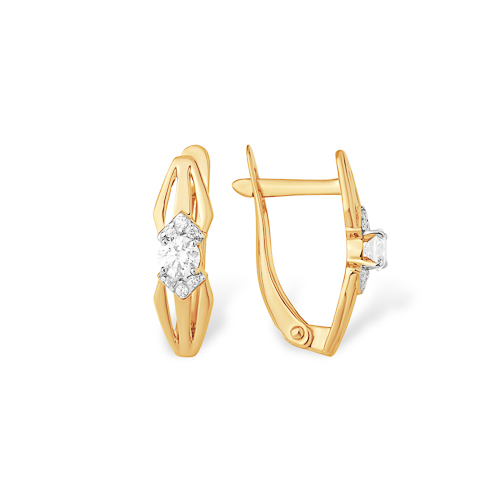 Серьги из золота с камнем Фианит фото, цены