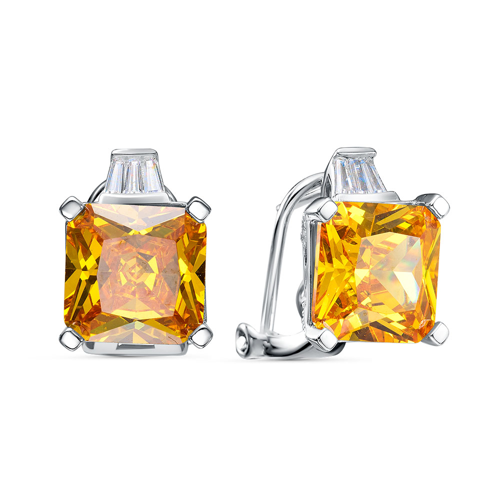 Серьги из серебра с камнем Циркон фото, цены