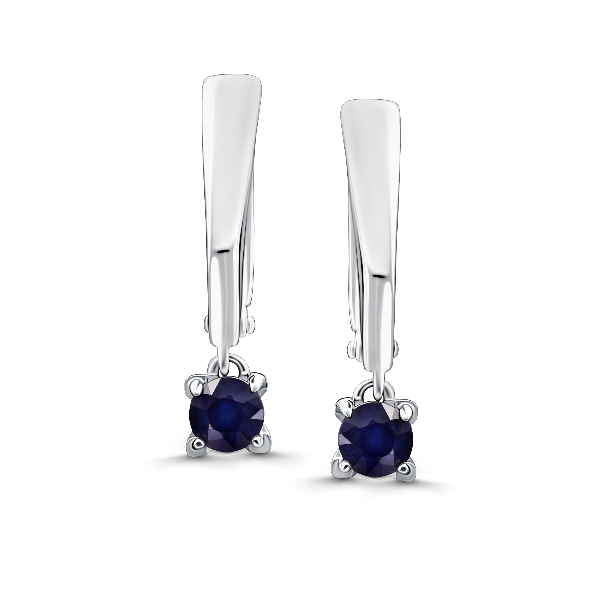 Серьги из серебра с камнем Сапфир фото, цены