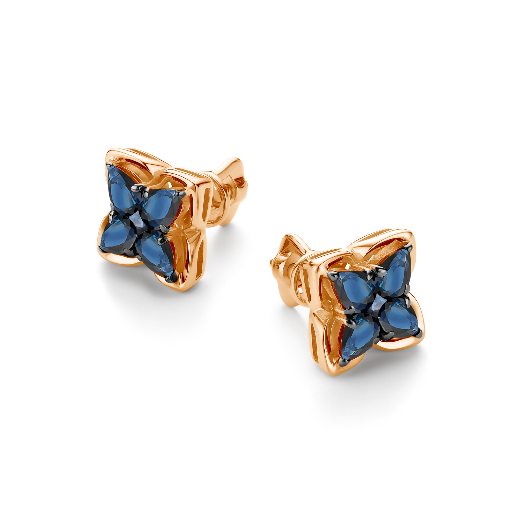 Пуссеты из золота с камнем Сапфир фото, цены