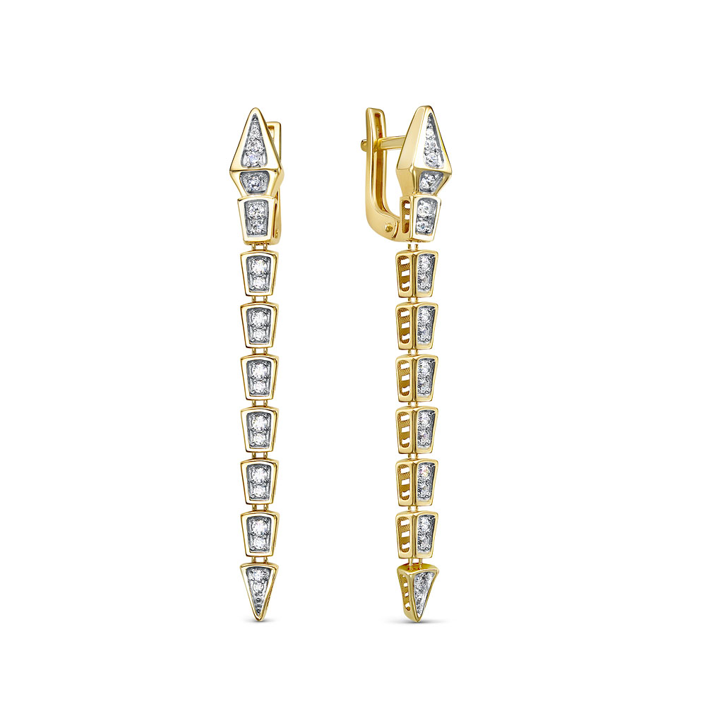 Серьги из золота с камнем Фианит фото, цены