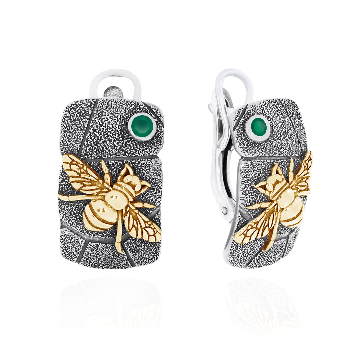 Серьги из серебра с камнем Агат фото, цены