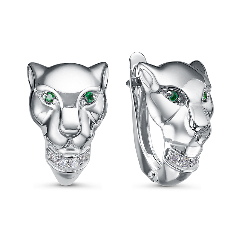 Серьги из серебра с камнем Фианит фото, цены