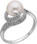 Кольцо из серебра с камнем Жемчуг, Циркон фото, цены