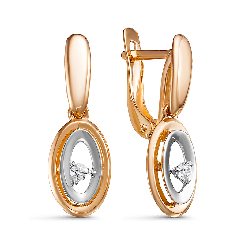 Серьги из золота с камнем Фианит фото, цены