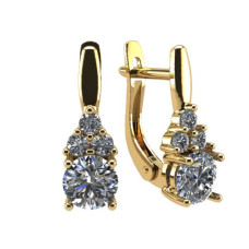 Серьги из золота с камнем Фианит фото, цены