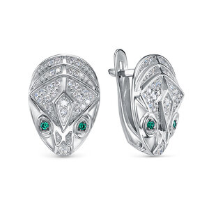 Серьги из серебра с камнем Фианит фото, цены