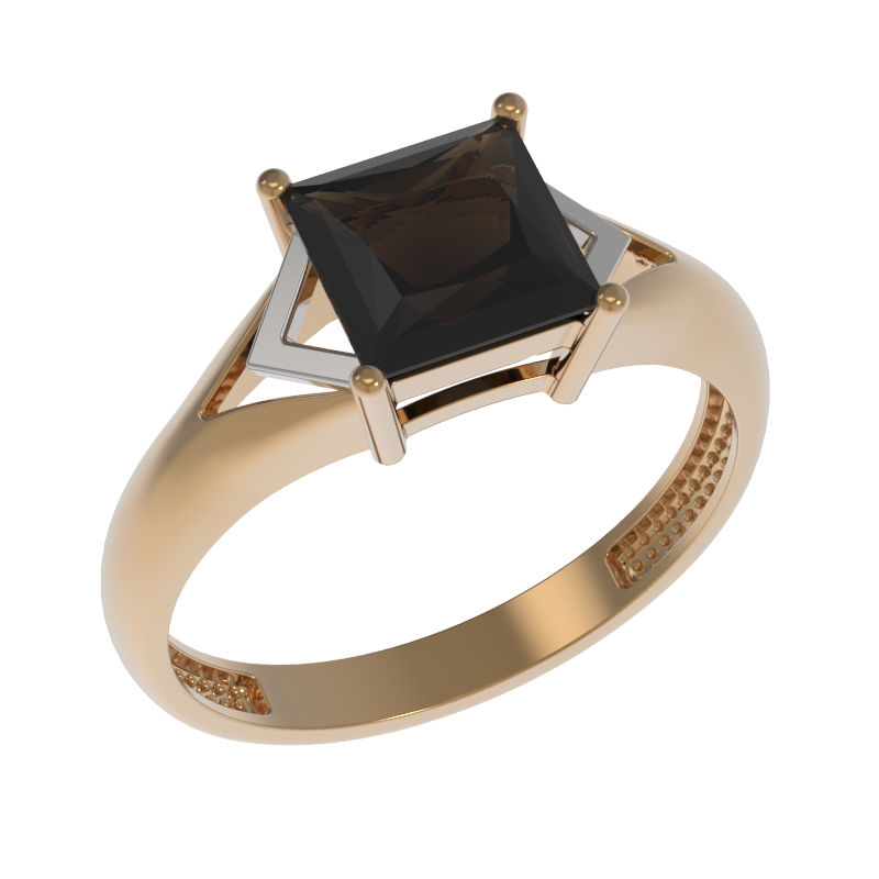 Кольцо из золота с камнем Раух-топаз фото, цены