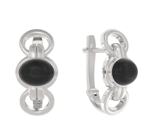 Серьги из серебра с камнем Кварц син. фото, цены