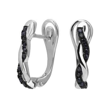 Серьги из серебра с камнем Сапфир фото, цены