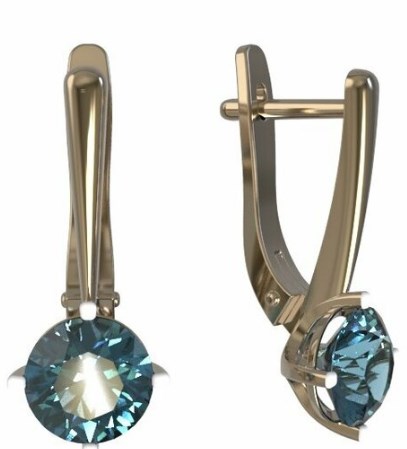 Серьги из золота с камнем Топаз фото, цены