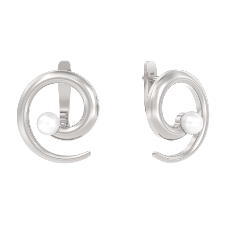 Серьги из серебра с камнем Жемчуг фото, цены