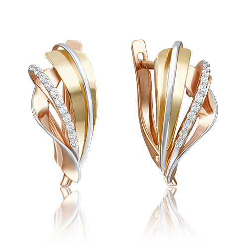 Серьги из золота с камнем Фианит фото, цены