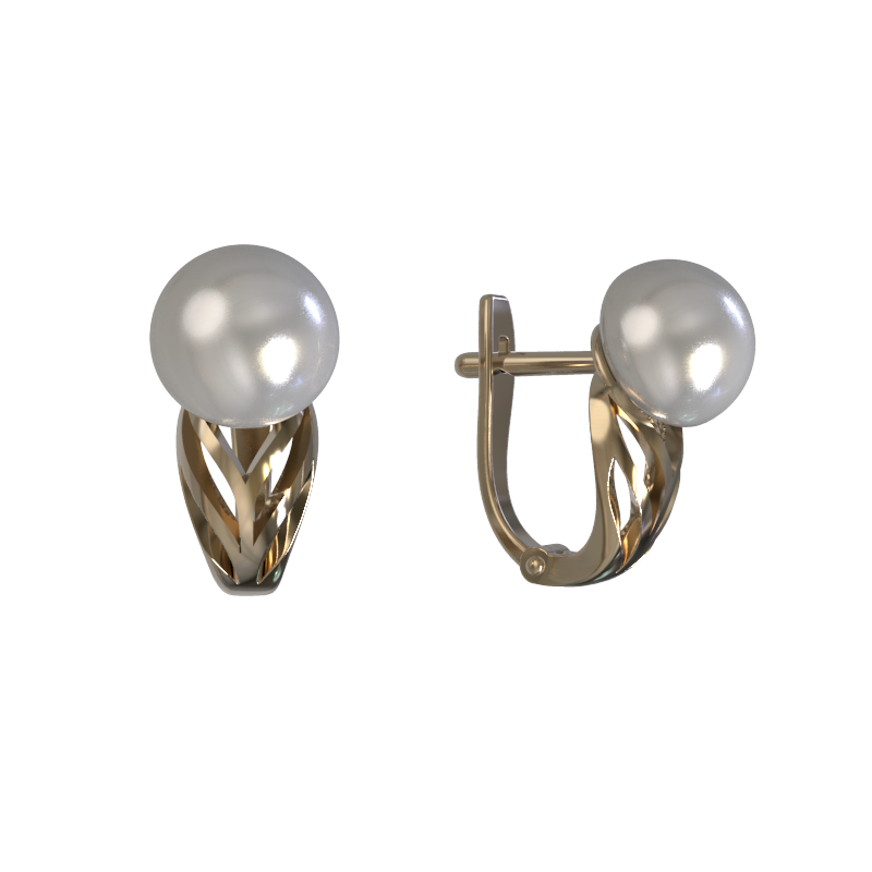 Серьги из золота с камнем Жемчуг фото, цены