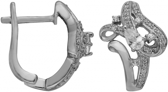 Серьги из серебра с камнем Циркон фото, цены