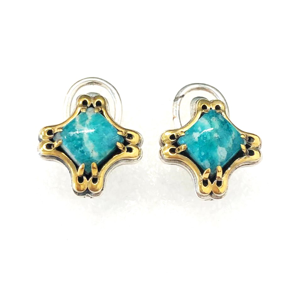 Серьги из серебра с камнем амазонит фото, цены