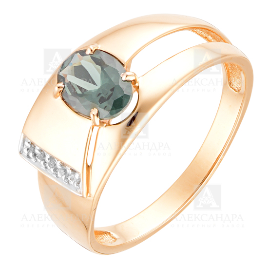 Кольцо из золота с камнем Лондон топаз, Фианит фото, цены