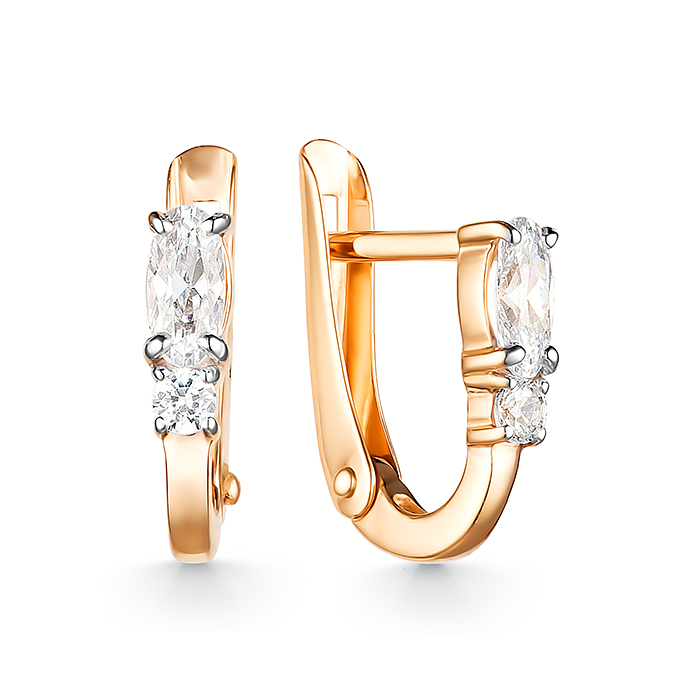 Серьги из золота с камнем Фианит фото, цены