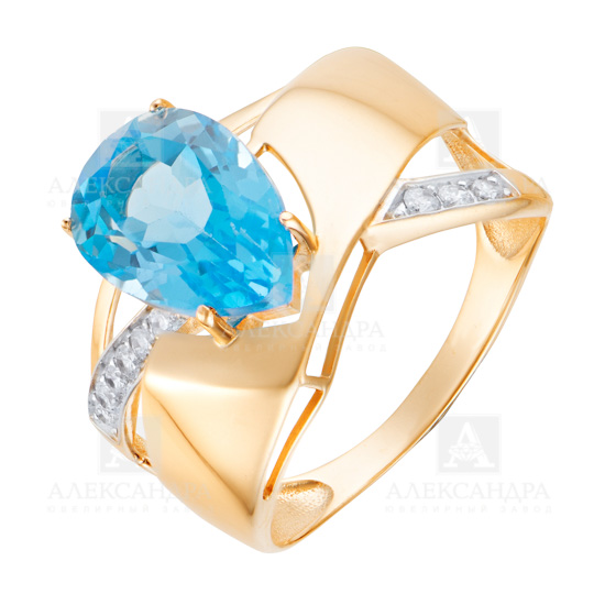 Кольцо из золота с камнем Топаз, Фианит фото, цены