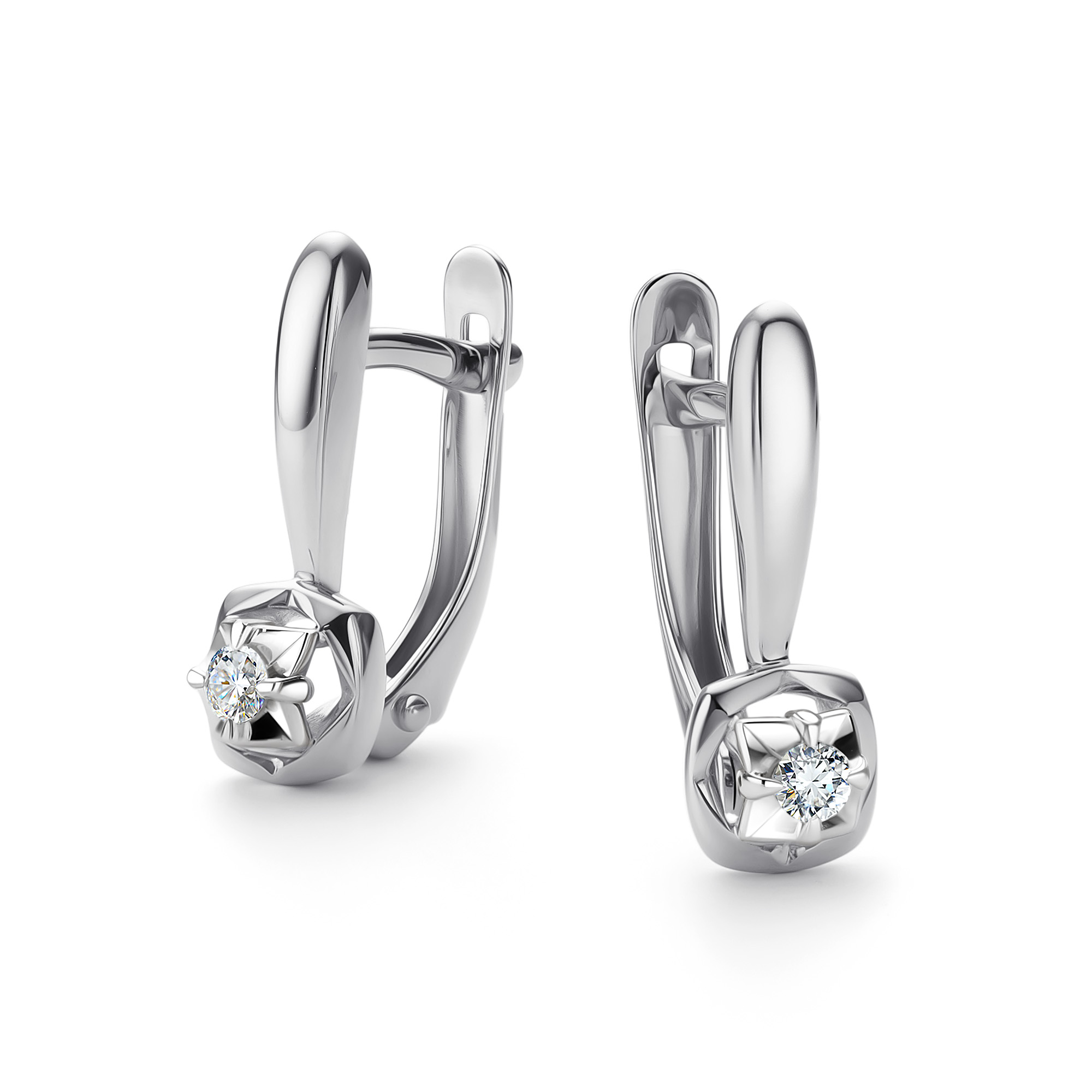 Серьги из золота с камнем Бриллиант фото, цены