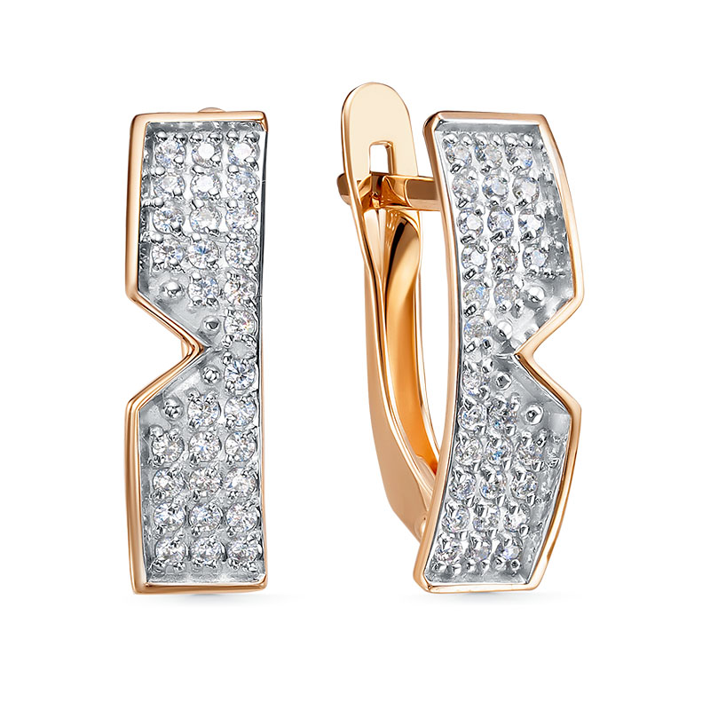 Серьги из золота с камнем Фианит фото, цены