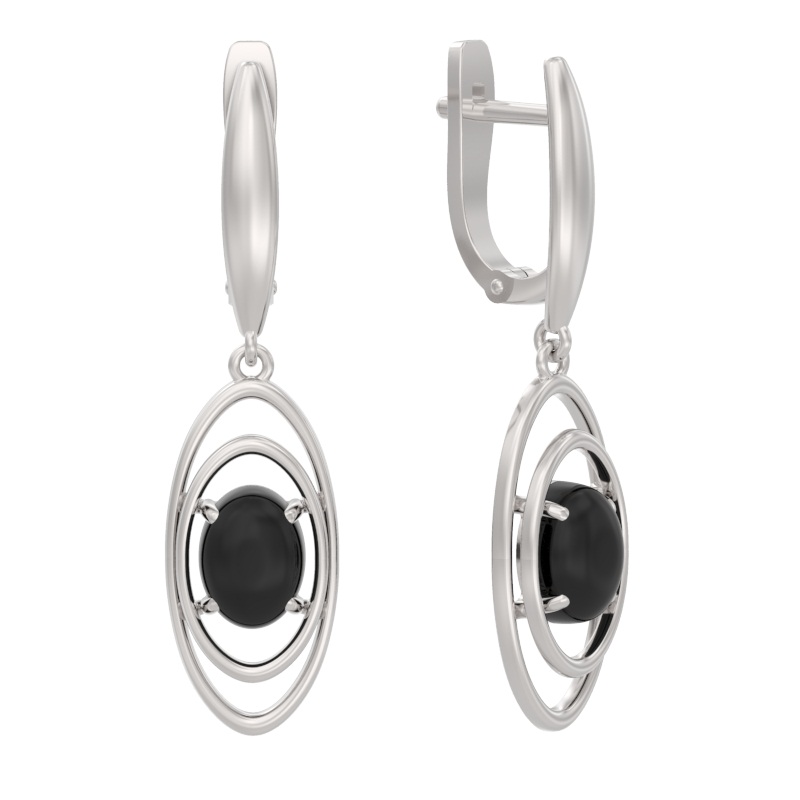 Серьги из серебра с камнем Агат фото, цены