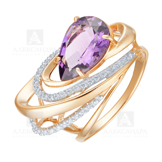 Кольцо из золота с камнем Топаз, Фианит фото, цены