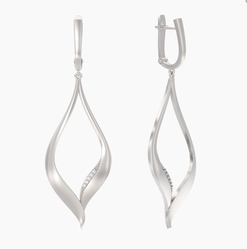 Серьги из серебра с камнем Фианит фото, цены