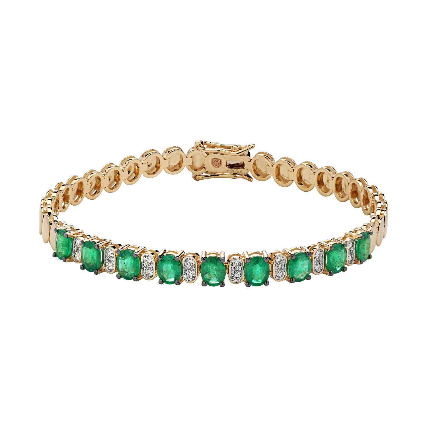 Браслет из золота с камнем Бриллиант, Изумруд фото, цены