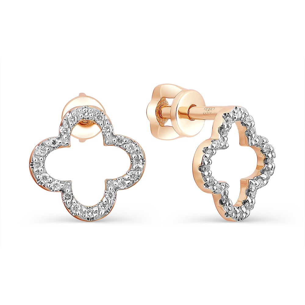 Пуссеты из золота с камнем Бриллиант фото, цены