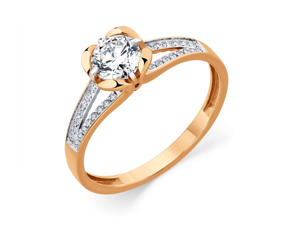 Кольцо из золота с камнем Фианит фото, цены