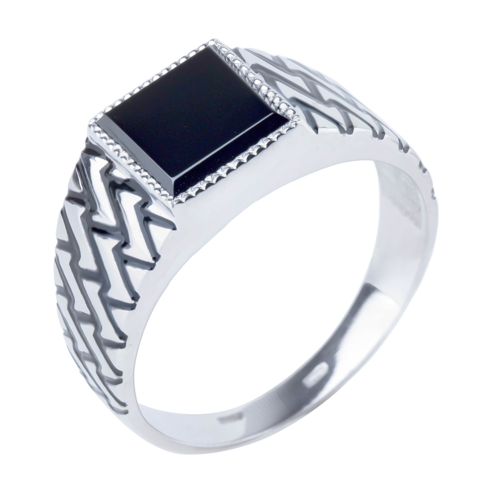 Печатка из серебра с камнем Фианит, вставками эмали фото, цены