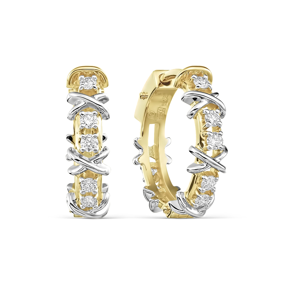 Серьги из золота с камнем Бриллиант фото, цены