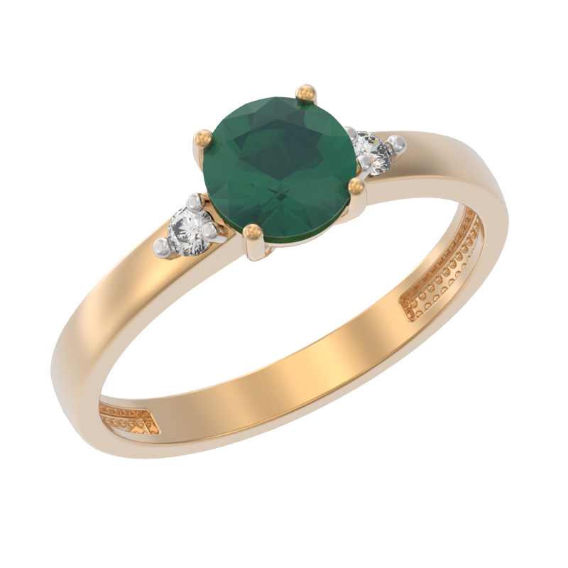 Кольцо из золота с камнем Фианит, Агат фото, цены