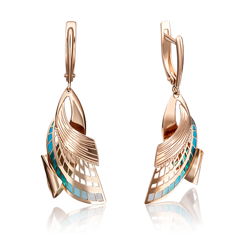 Серьги из золота с камнем вставками эмали фото, цены