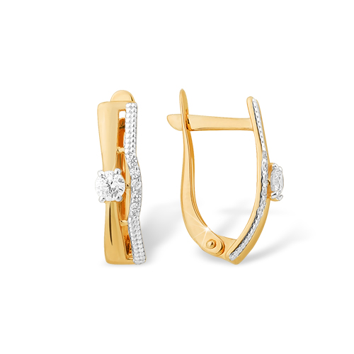 Серьги из золота с камнем Фианит фото, цены