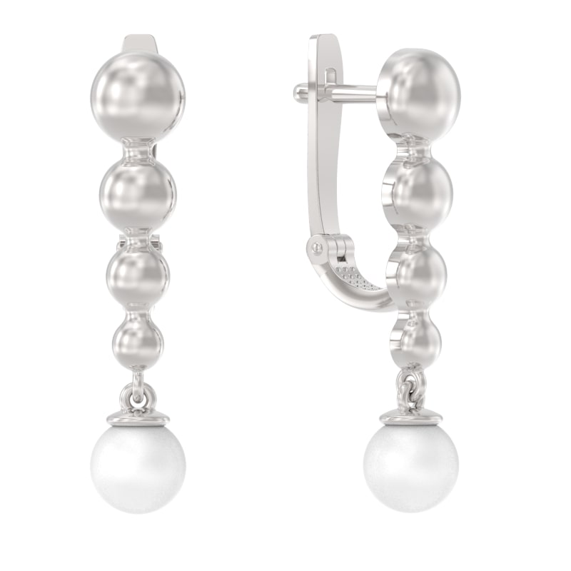 Серьги из серебра с камнем Жемчуг фото, цены