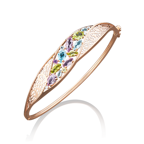 Браслет из золота с камнем Топаз, аметист, Хризолит, Фианит фото, цены