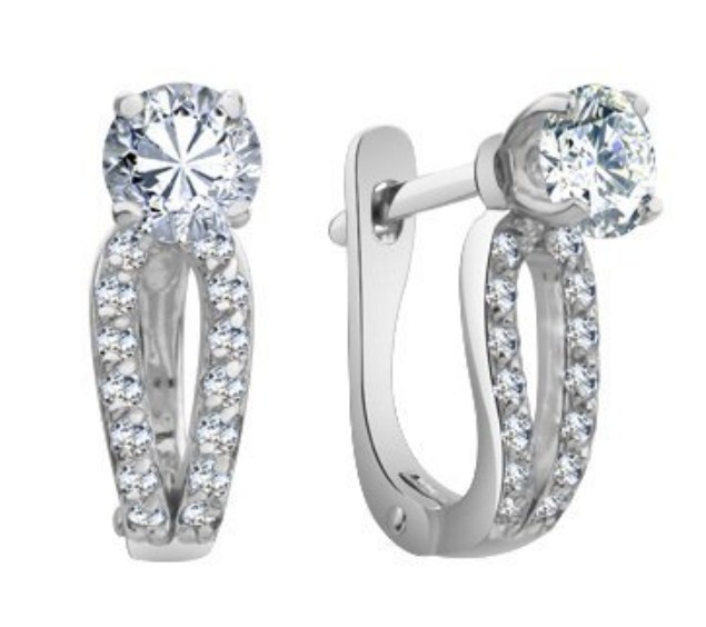 Серьги из серебра с камнем Фианит фото, цены