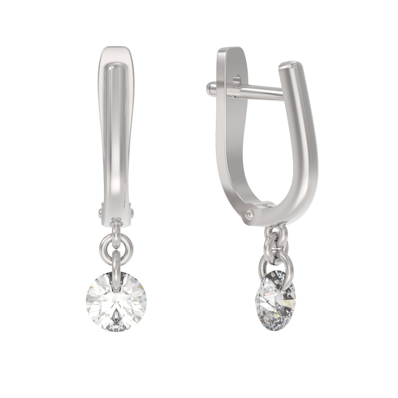 Серьги из серебра с камнем Фианит фото, цены