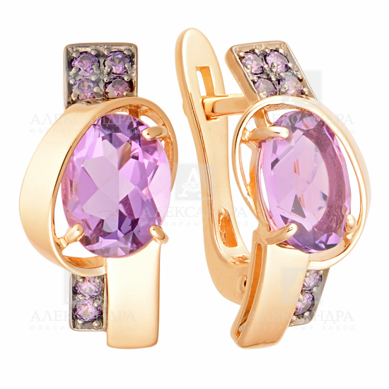 Серьги из золота с камнем Топаз, Фианит фото, цены