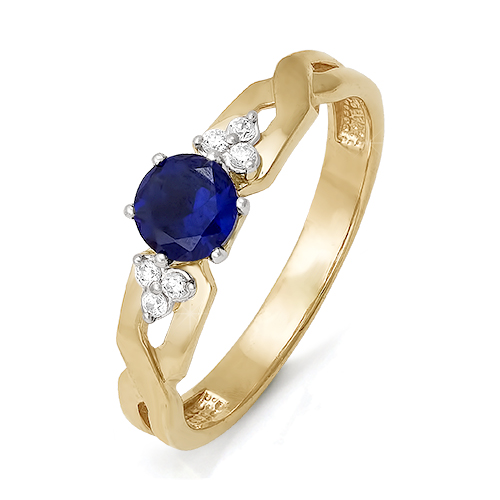 Кольцо из золота с камнем Бриллиант, Сапфир фото, цены