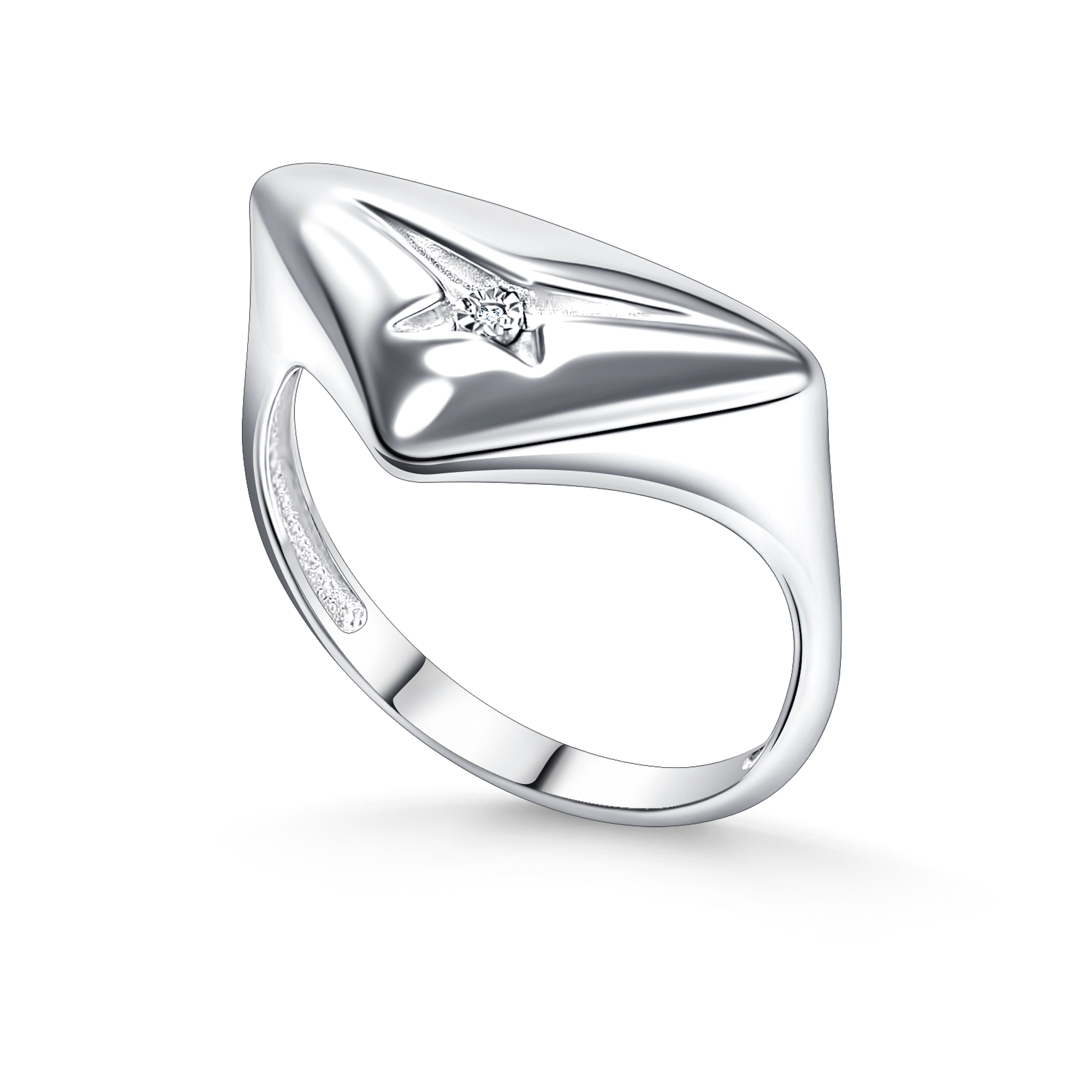 Кольцо из серебра с камнем Бриллиант фото, цены