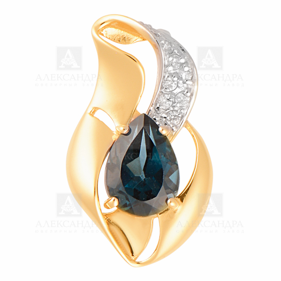 Подвеска из золота с камнем Фианит, Агат зел. фото, цены