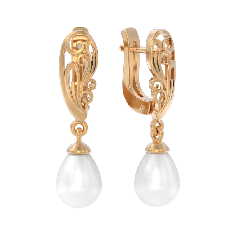 Серьги из золота с камнем Жемчуг фото, цены