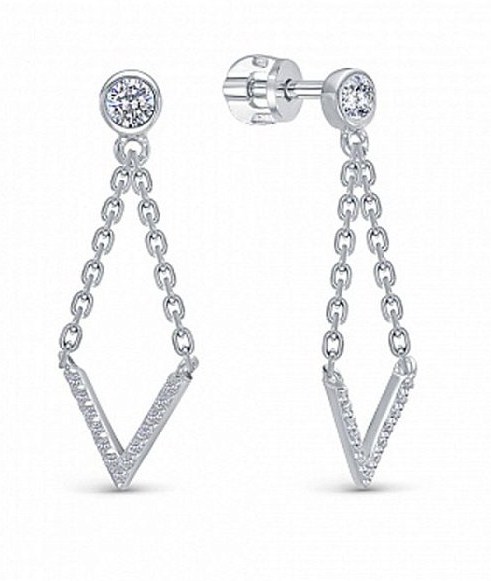 Серьги из серебра с камнем Фианит фото, цены