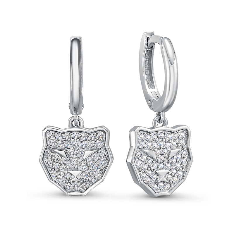 Серьги из серебра с камнем Фианит фото, цены