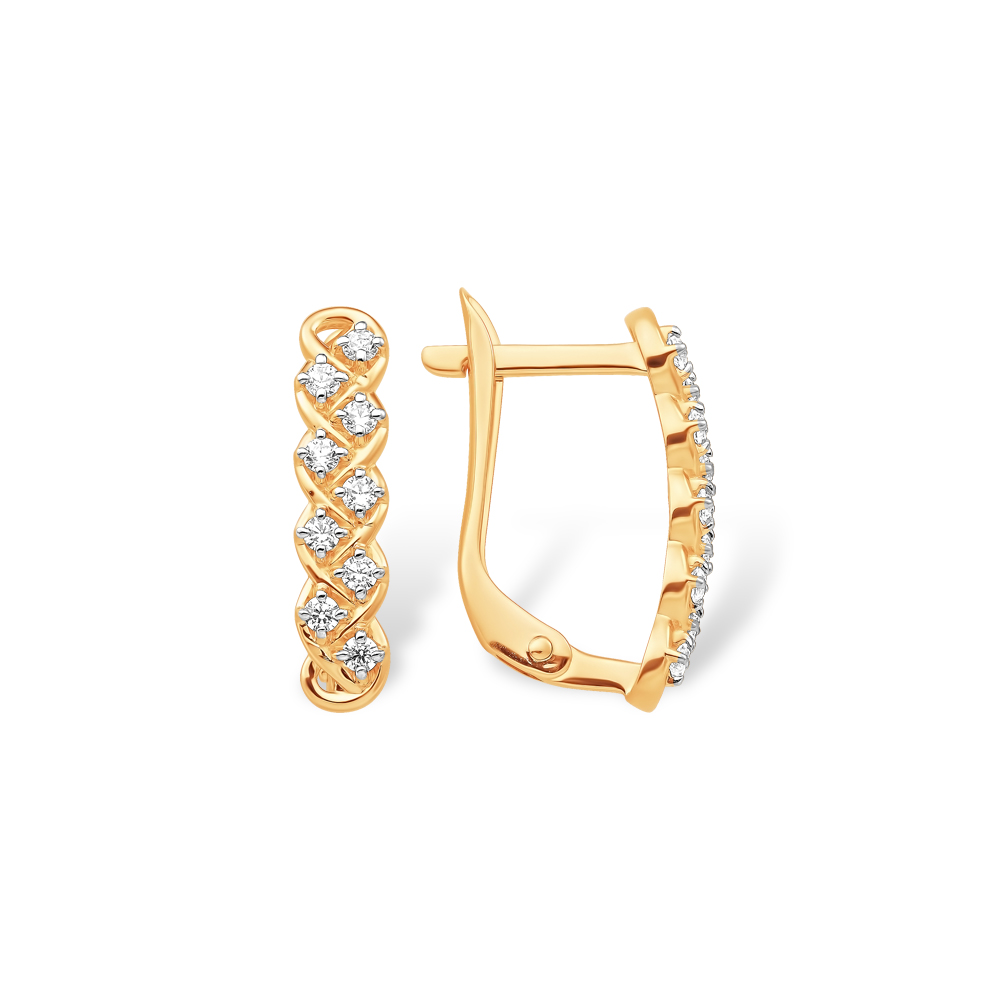 Серьги из золота с камнем Фианит фото, цены