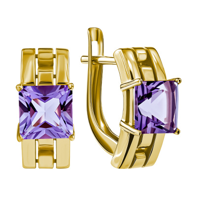 Серьги из золота с камнем аметист фото, цены